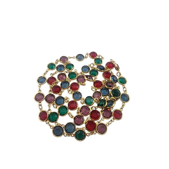 Vintage 34" Glass Bezel Set Necklace (A4675) - Picture 1 of 3